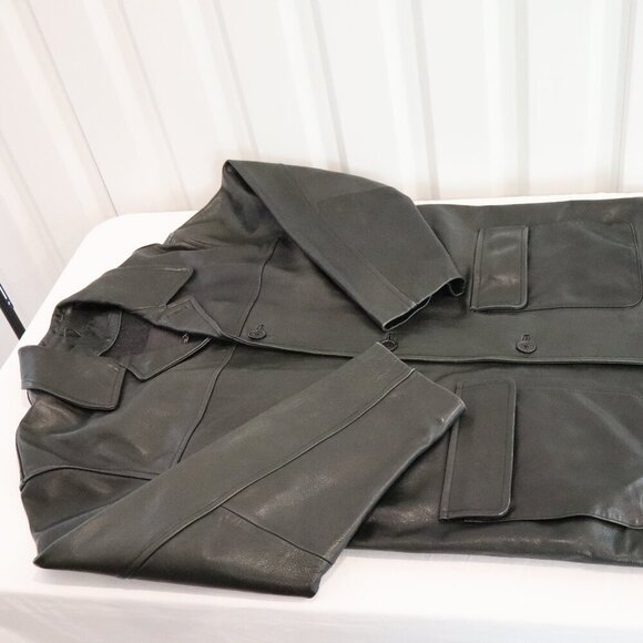 Coach Mens Black Leather Coat Jacket with Wool Zip Out Liner Size Large Heavy - Picture 1 of 16